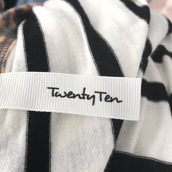Twenty Ten Black White Stripe Short Sleeve Tee T Shirt Approx Medium - Picture 8 of 8